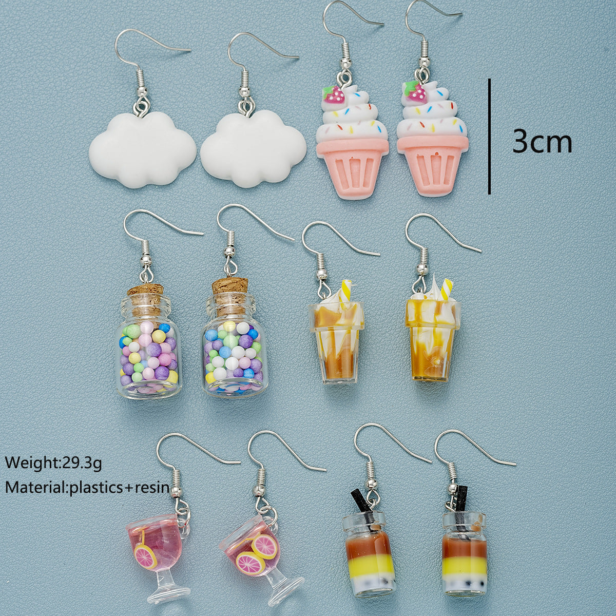 Alloy Cloud Milk Tea Bottle Ice Cream Earrings MYA-XiaoY086