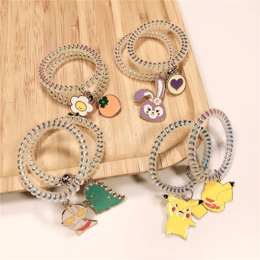 magnet hair ring telephone wire rope cartoon rubber band bracelet (F) WeiY012