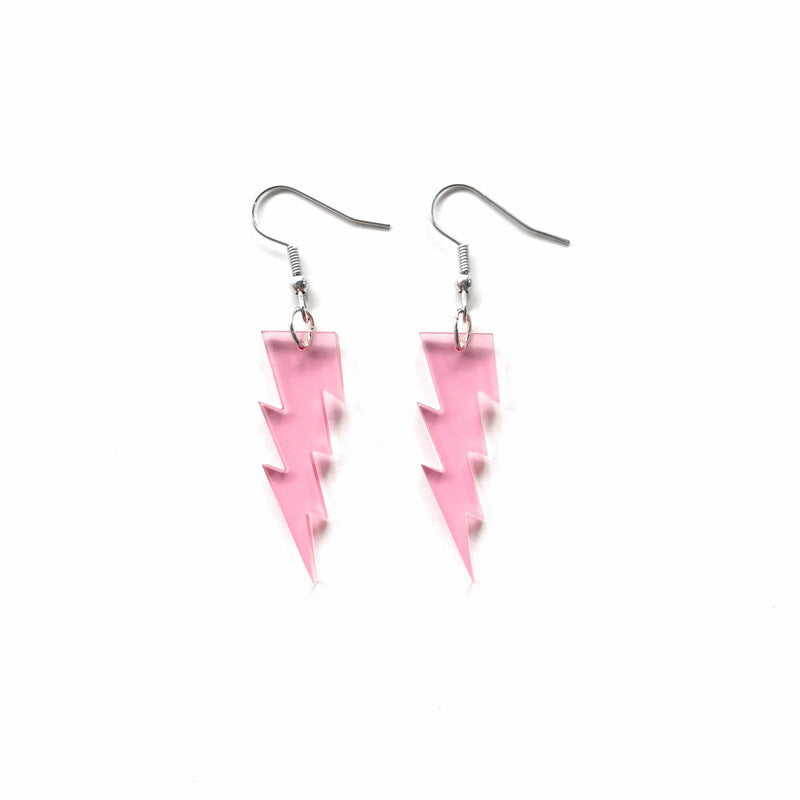 Acrylic Sparkling Pink Lightning Earrings MYA-XueP104