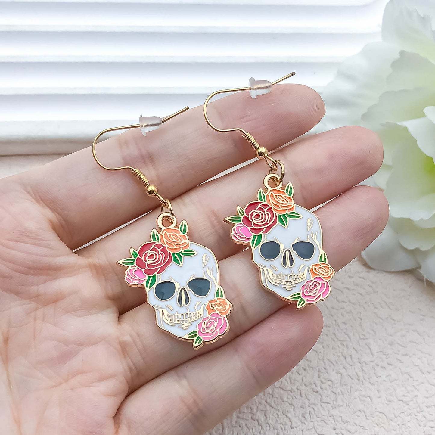 Alloy Halloween skull flower earrings (Minimo de compra 5) MIC-OuL014