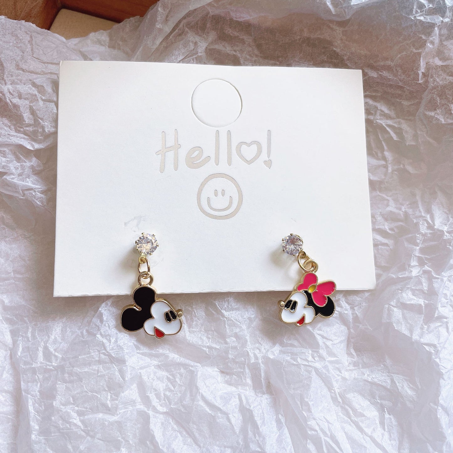 Cartoon asymmetrical stud earrings 925 silver pin earrings MIC-YiJ004