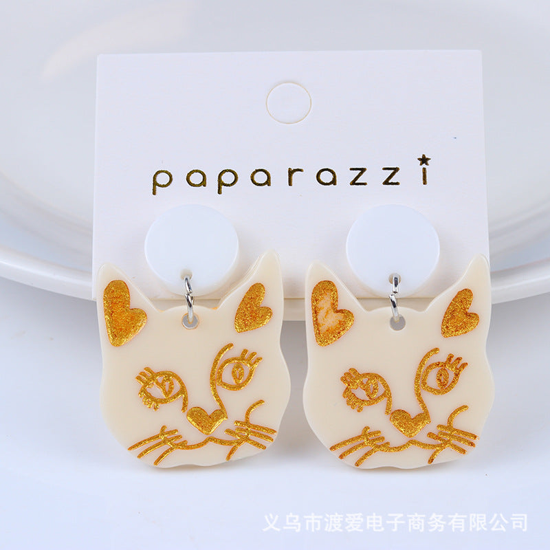 Acrylic cartoon cat earrings MIC-DuAi010