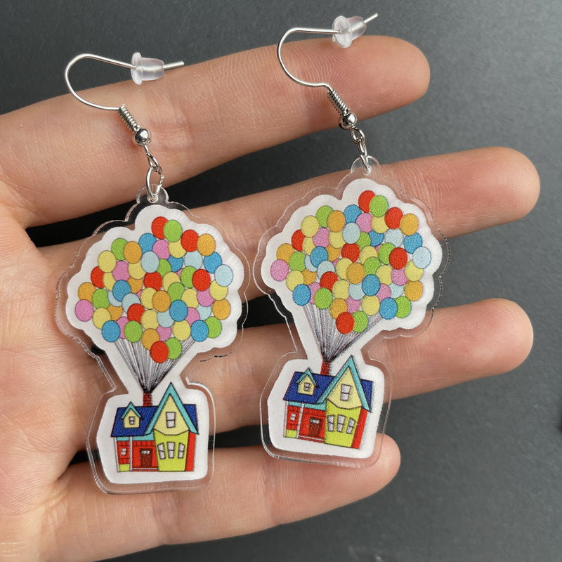 Acrylic balloon small house earrings MYA-XueP022