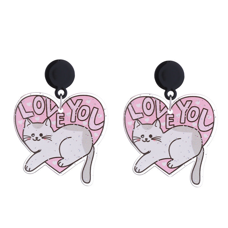 Alloy acrylic donut cat earrings MIC-ChouT053