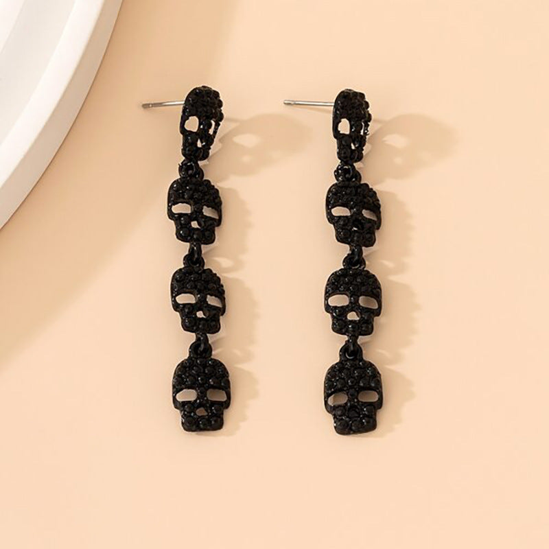 Alloy Skull Head Dark Earrings (Minimo de Compra 2) MIC-FuSu004