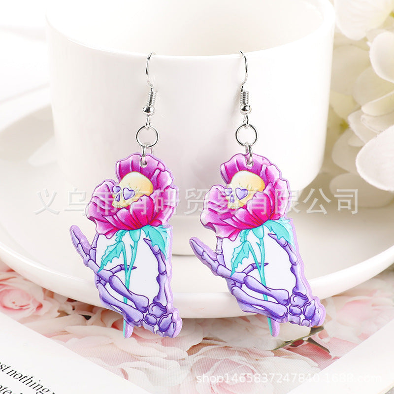 Resin skull coffin plate earrings (Minimo de Compra 2) MIC-YouY007