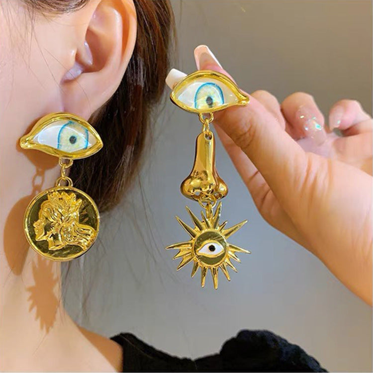 Alloy Asymmetric Eyes, Nose, Earrings MIC-XinYi002