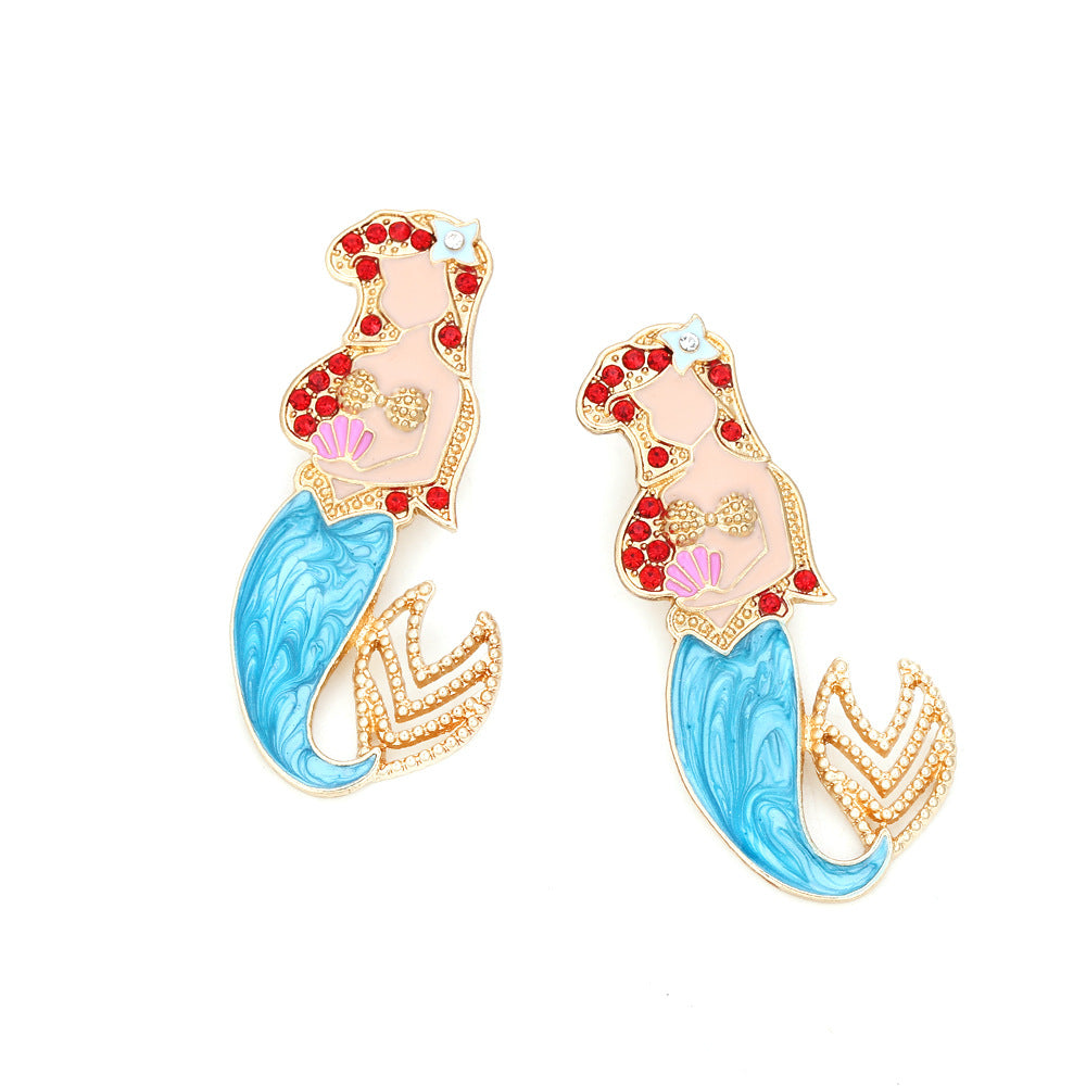 Alloy diamond inlaid cartoon character earrings MIC-ManY039