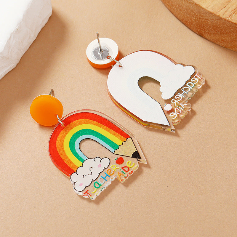 Acrylic cute rainbow lead earrings MIC-KaiQ014