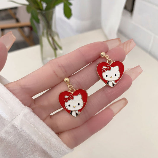 Alloy kitten cat heart earrings MYA-AiM018