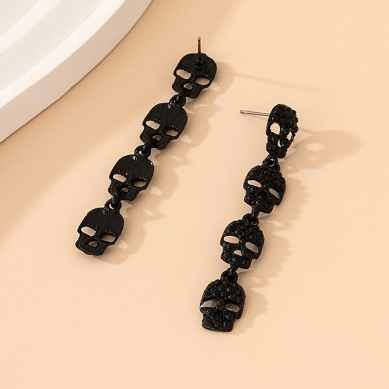 Alloy Skull Head Dark Earrings (Minimo de Compra 2) MIC-FuSu004