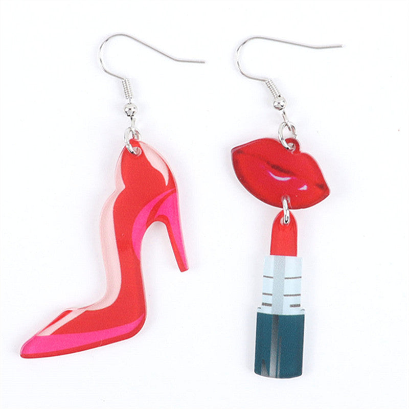 Acrylic Romantic Flame Red Lip Earrings MIC-ChouD013