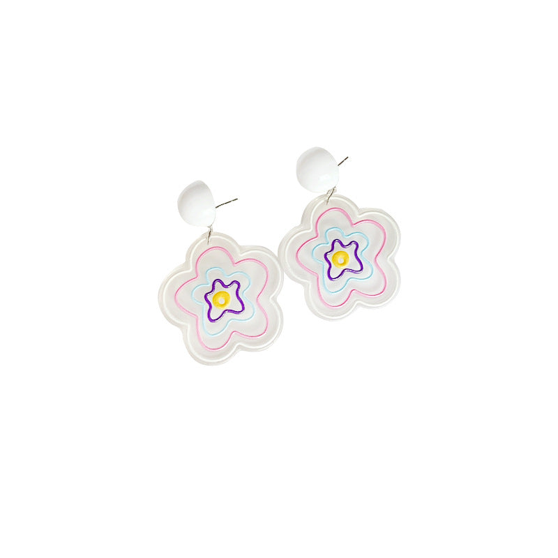 Alloy painted graffiti flower earrings (Minimo de Compra 2) MIC-QingE003