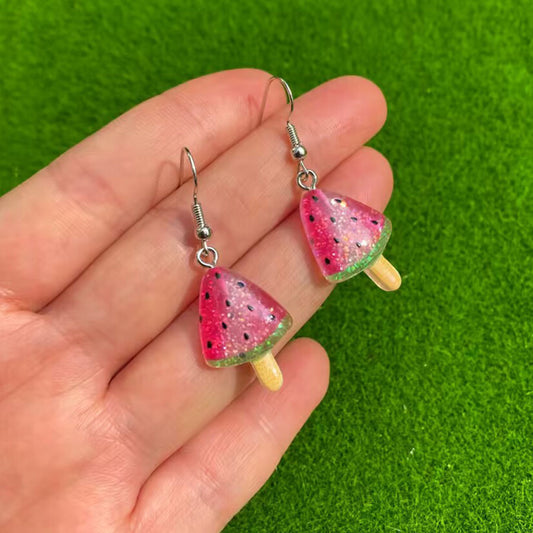 Alloy resin watermelon ice cream earrings (Minimo de compra 2） MYA-GenL005