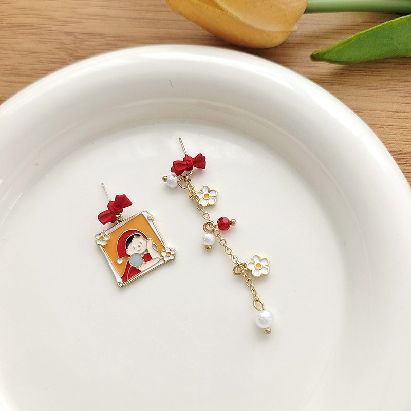 Alloy cartoon sweet little red hat earrings (Minimo de Compra 2) MIC-BLD072