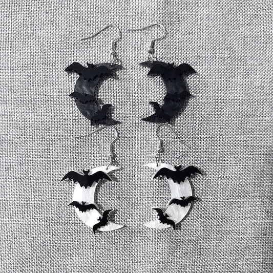 Acrylic Bat Moon Earrings MIC-XueP171