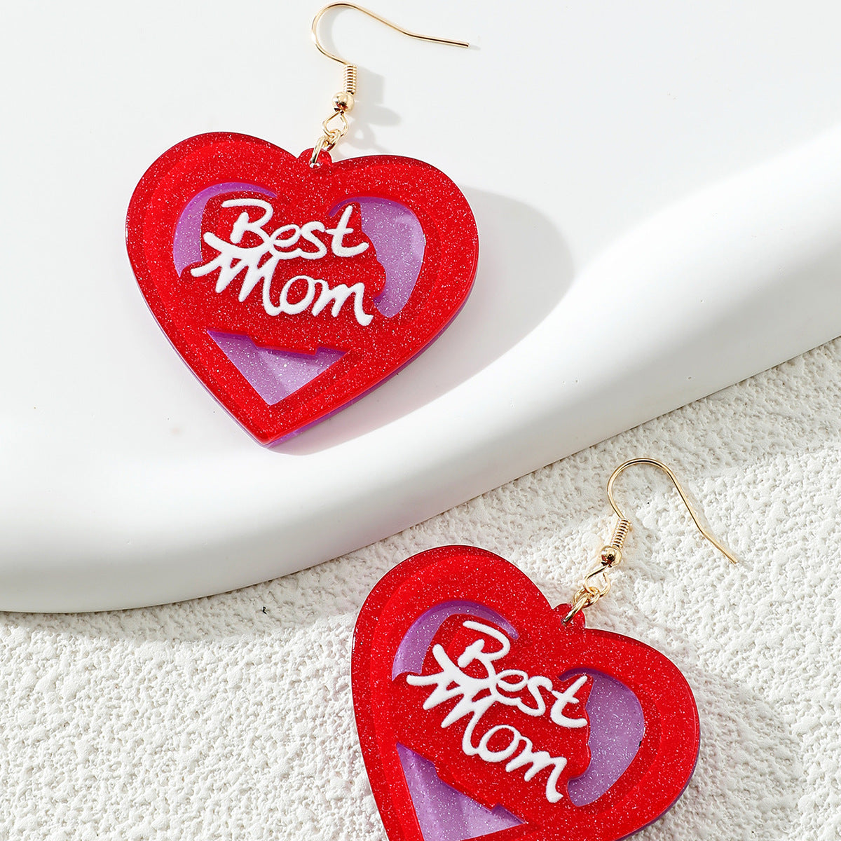 Acrylic Heart Letter Earrings (Minimo de Compra 5) MIC-DaiW014