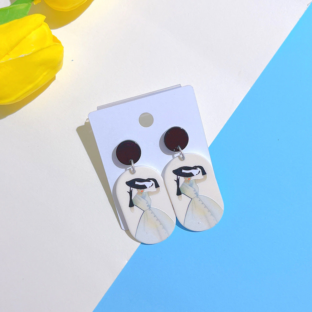 Acrylic Geometry Cat Earrings  (Minimo de Compra 2) MYA-PingH018