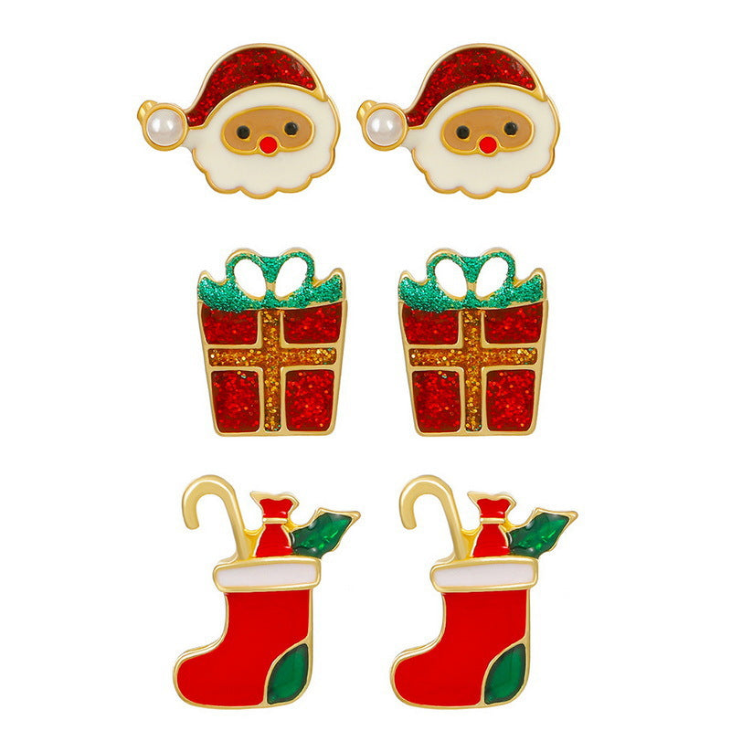 Alloy Drop Oil Santa Claus Earrings (Minimo de Compra 2)  MIC-YingH010