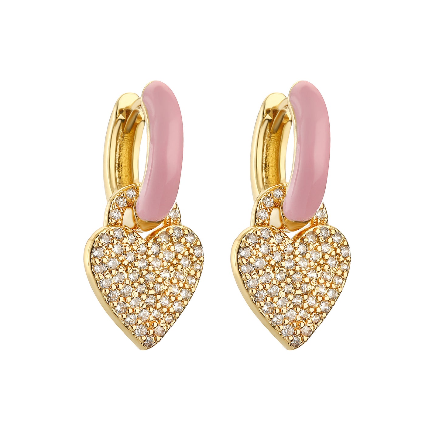 Alloy heart studded with diamond earrings (Minimo de Compra 2) MIC-JuC034