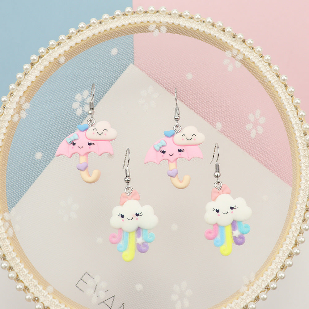 Acrylic cartoon matte cloud umbrella earrings MYA-NiQ042