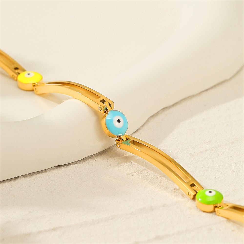 Gold Plated Stainless Steel Eye Bracelet （Minimo de compra 2） MIC-chenH017