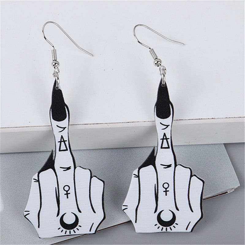 Acrylic Middle Finger Evil Eye Earrings MIC-ChouD037