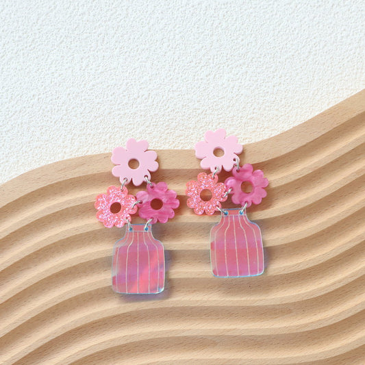 Acrylic vase sweet earrings (Minimo de Compra 3) MYA-OuG038