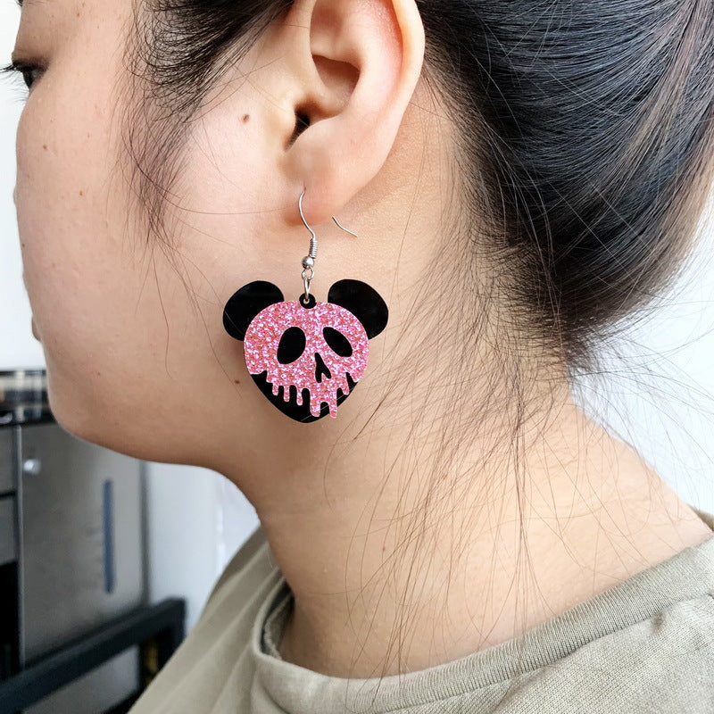 Acrylic glitter skull earrings MIC-XueP044