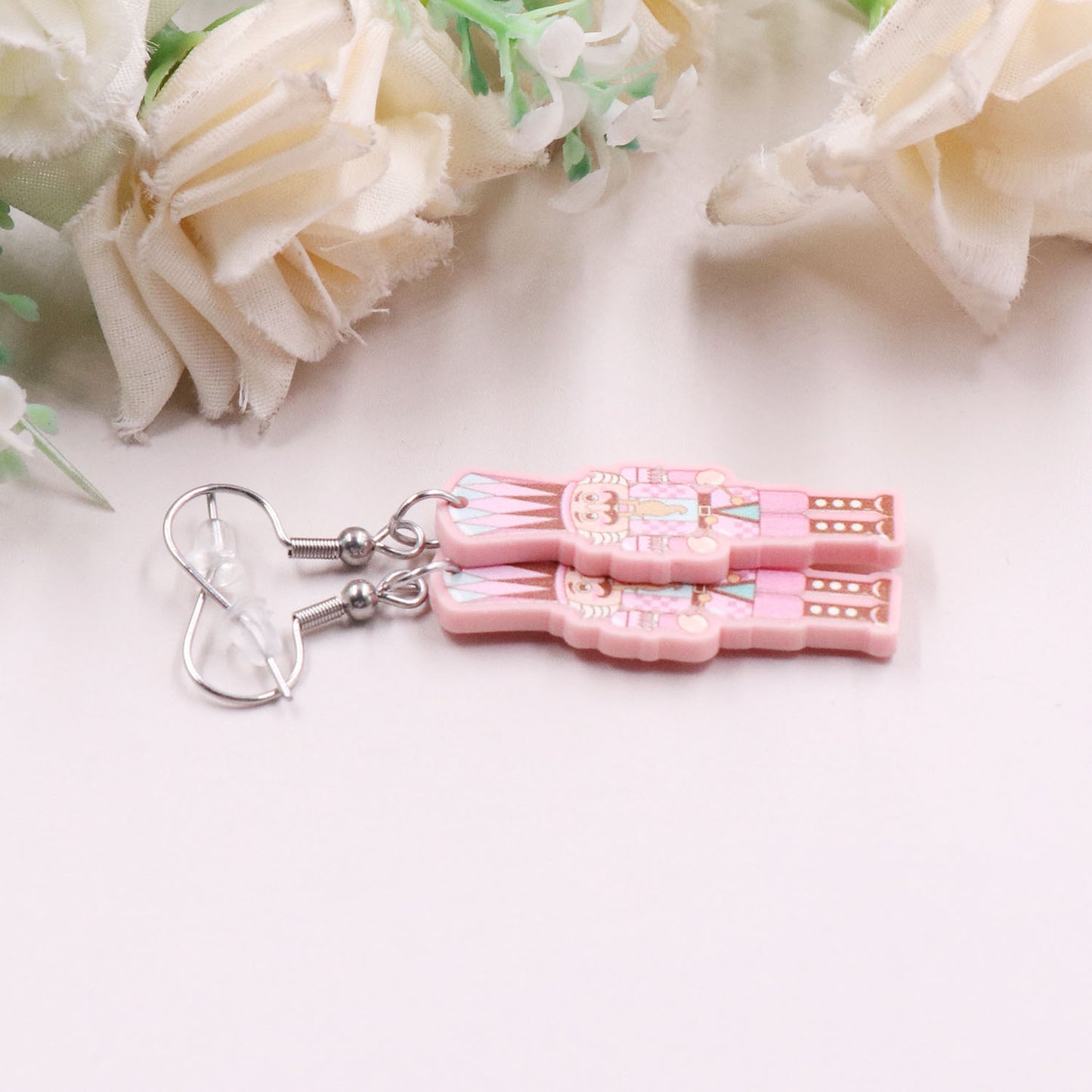 Acrylic Pink Christmas Earrings (Minimo de compra 5) MIC-XiaoY074