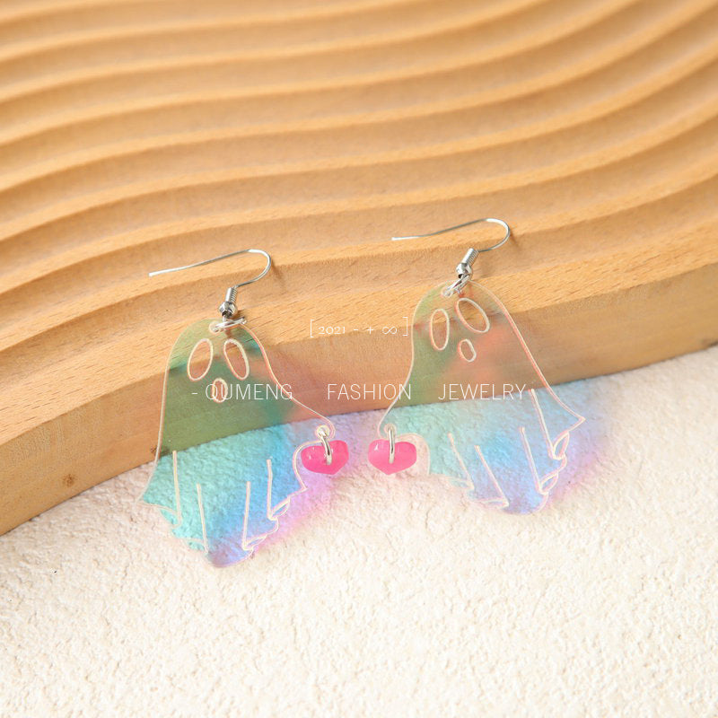 Acrylic Halloween Ghost Earrings (Minimo de Compra 3) MIC-OuG077