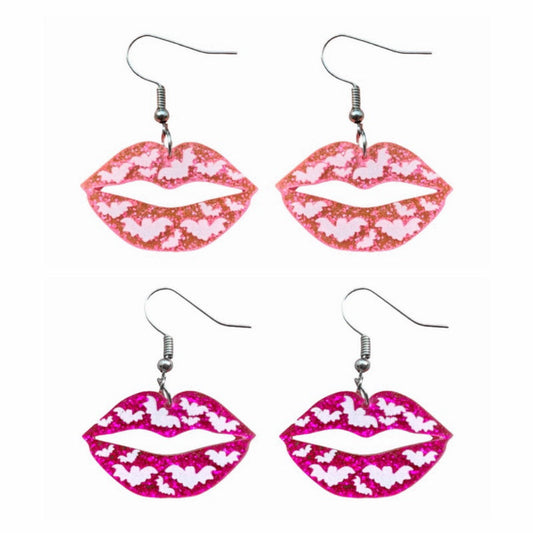 acrylic glitter lips girly heart earrings Minimo de compra 2 XUEP042