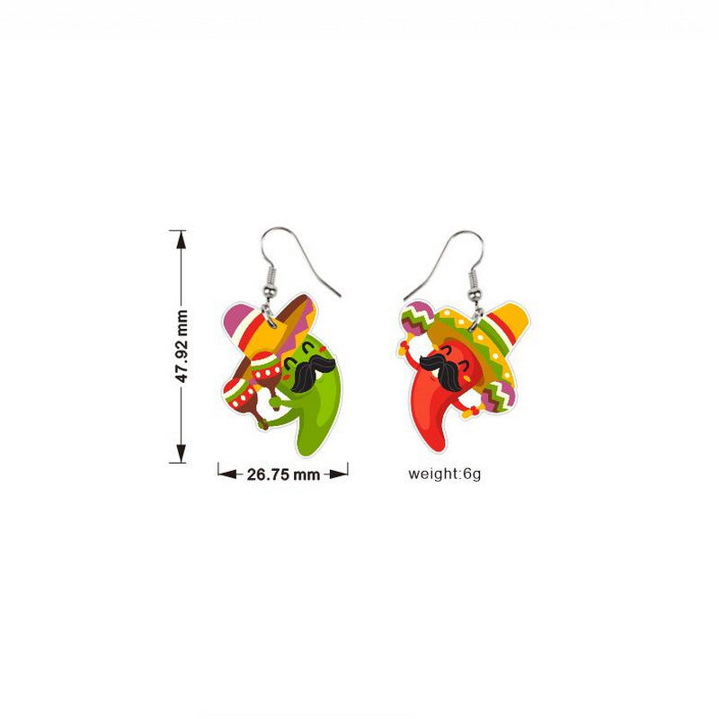 Acrylic Rainbow Horse Wine Printed Earrings MYA-XueP119