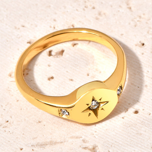 Stainless steel gold-plated ring with three diamonds MYA-YHZX021