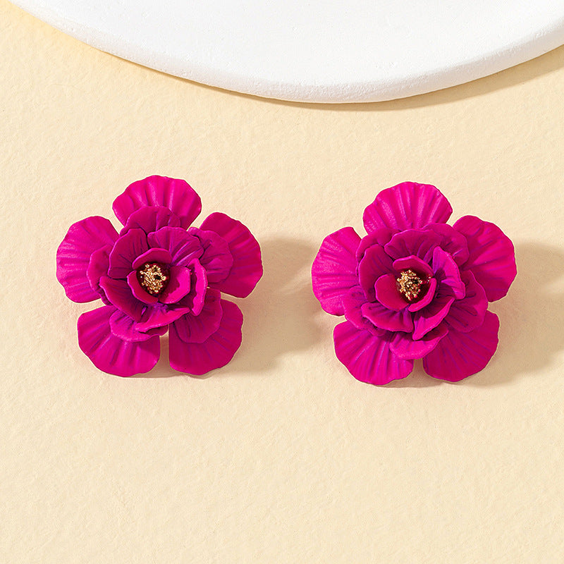 Acrylic Rose Red Flower Earrings MIC-AYN023