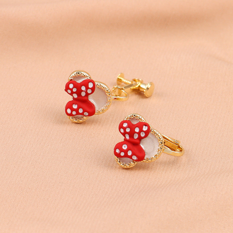 Alloy red bow earringsMIC-LSY033