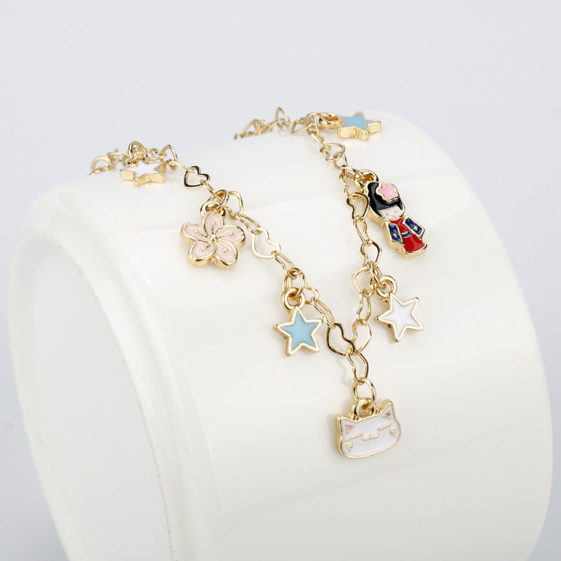 Alloy Little Flower Star Cat Bracelet MIC-AiWen003