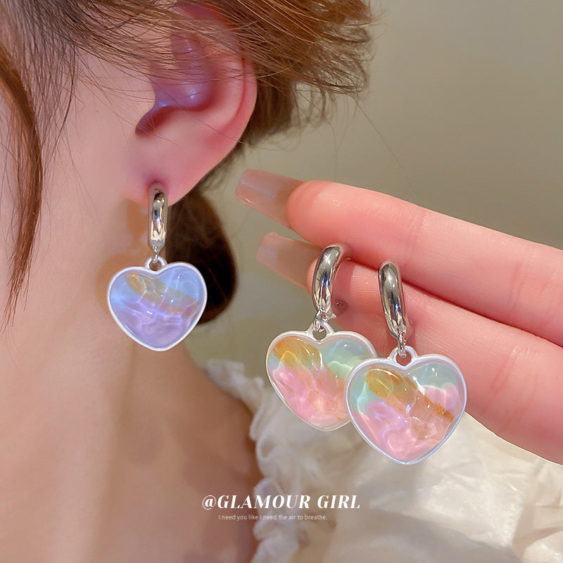 Alloy color matching heart earrings (Minimo de Compra 2) MIC-BY013