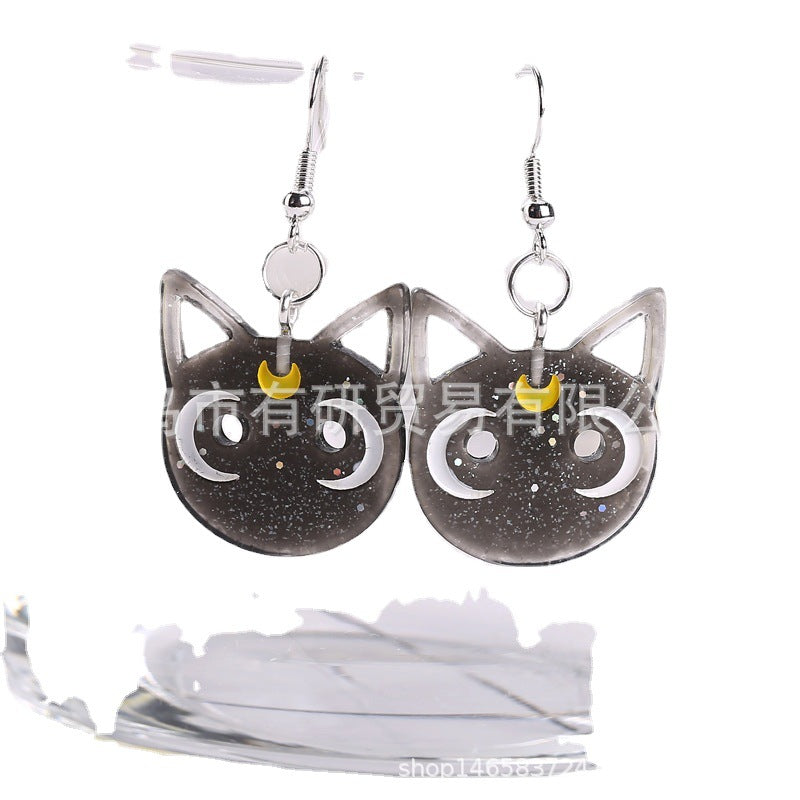 Resin cartoon water ice moon cat earrings (Minimo de Compra 2) MIC-YouY021