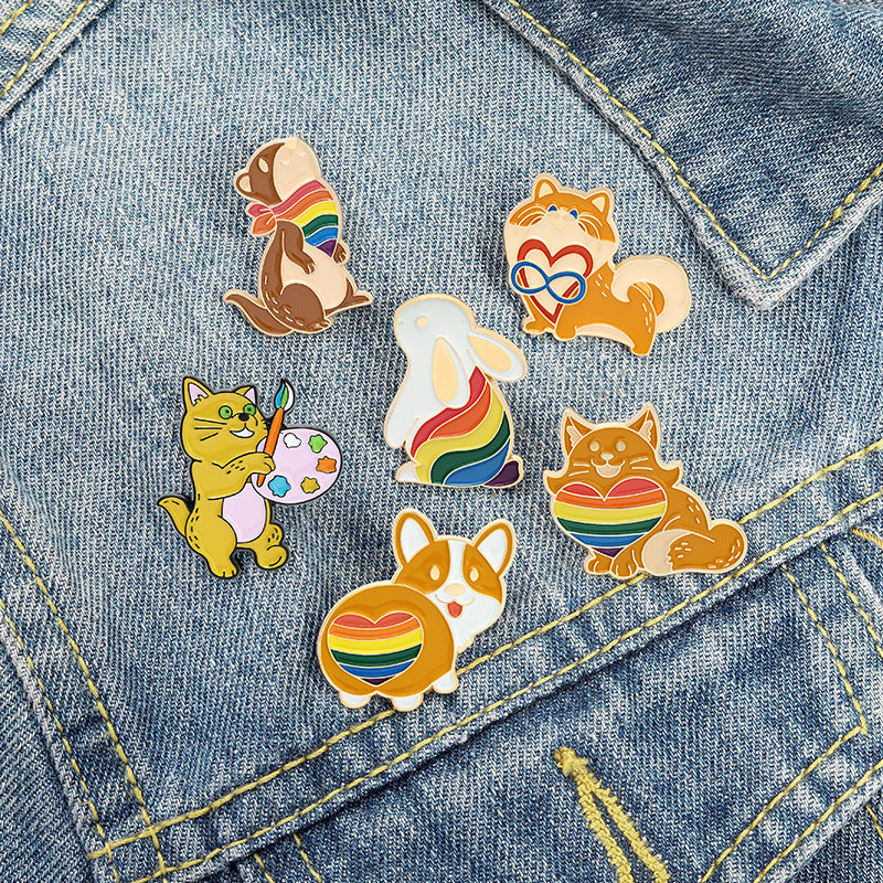 Alloy cartoon cat painting brooch MIC-QinS002