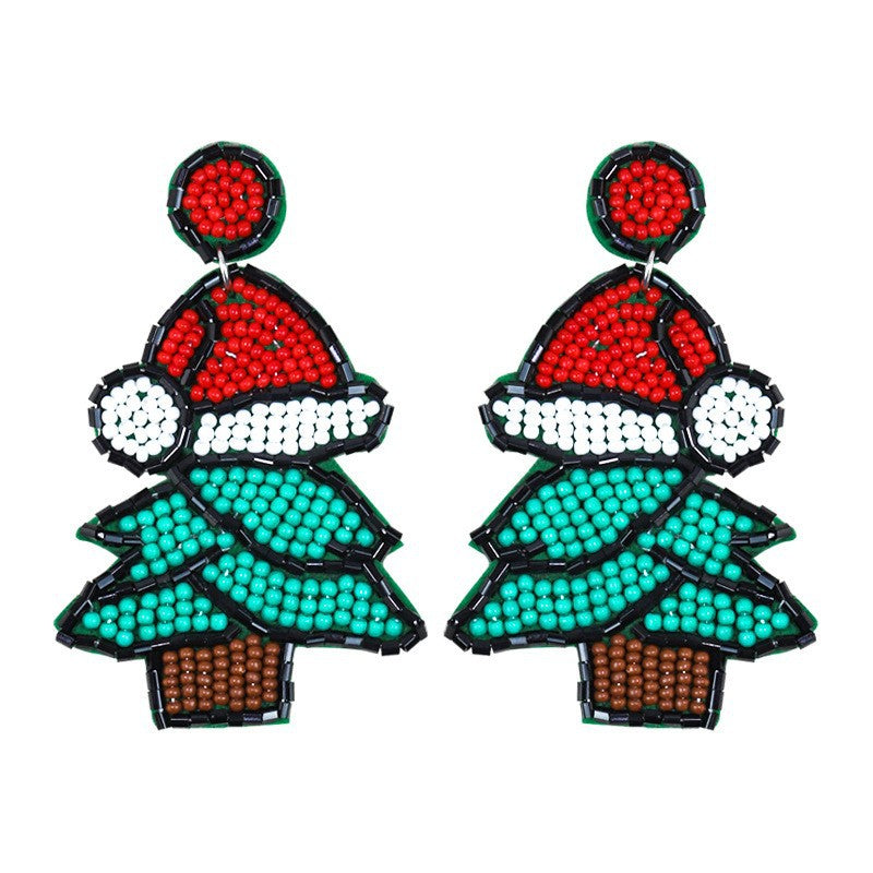 Alloy Pink Christmas Tree Earrings (Minimo de Compra 2) MYA-DWKM001