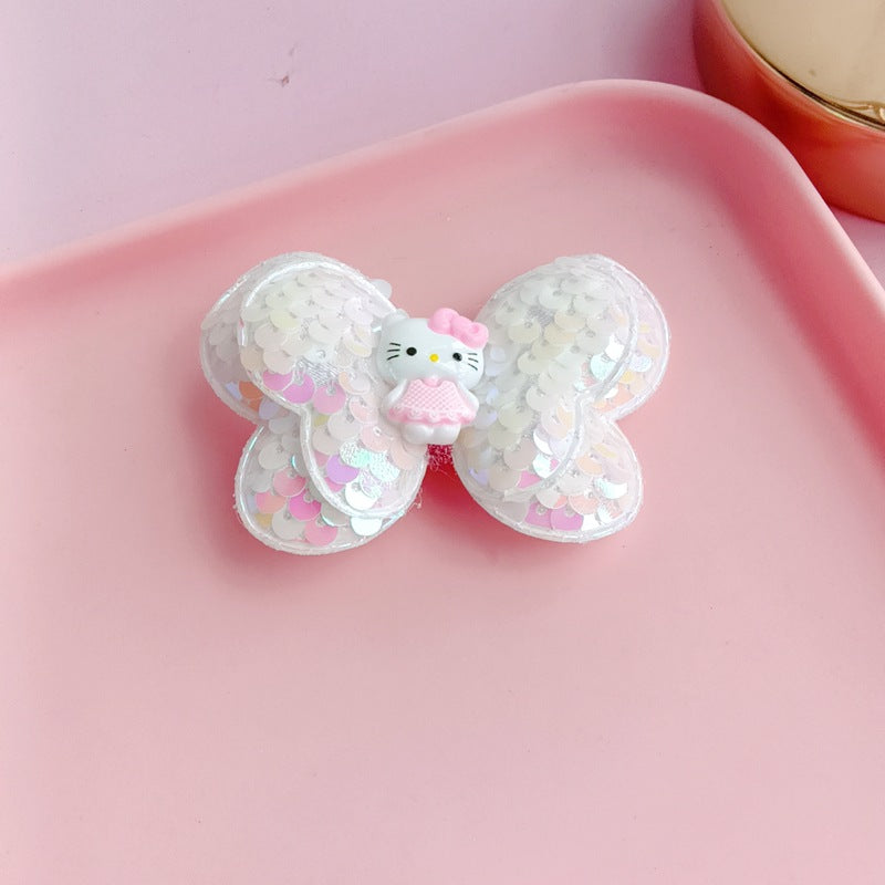 Resin cartoon sequin bow hair clip (Minimo de compra 12) MYA-ZiZ014