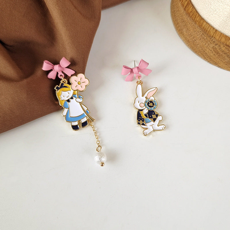 Alloy bow cartoon rabbit earrings (Minimo de Compra 2) MIC-BLD054