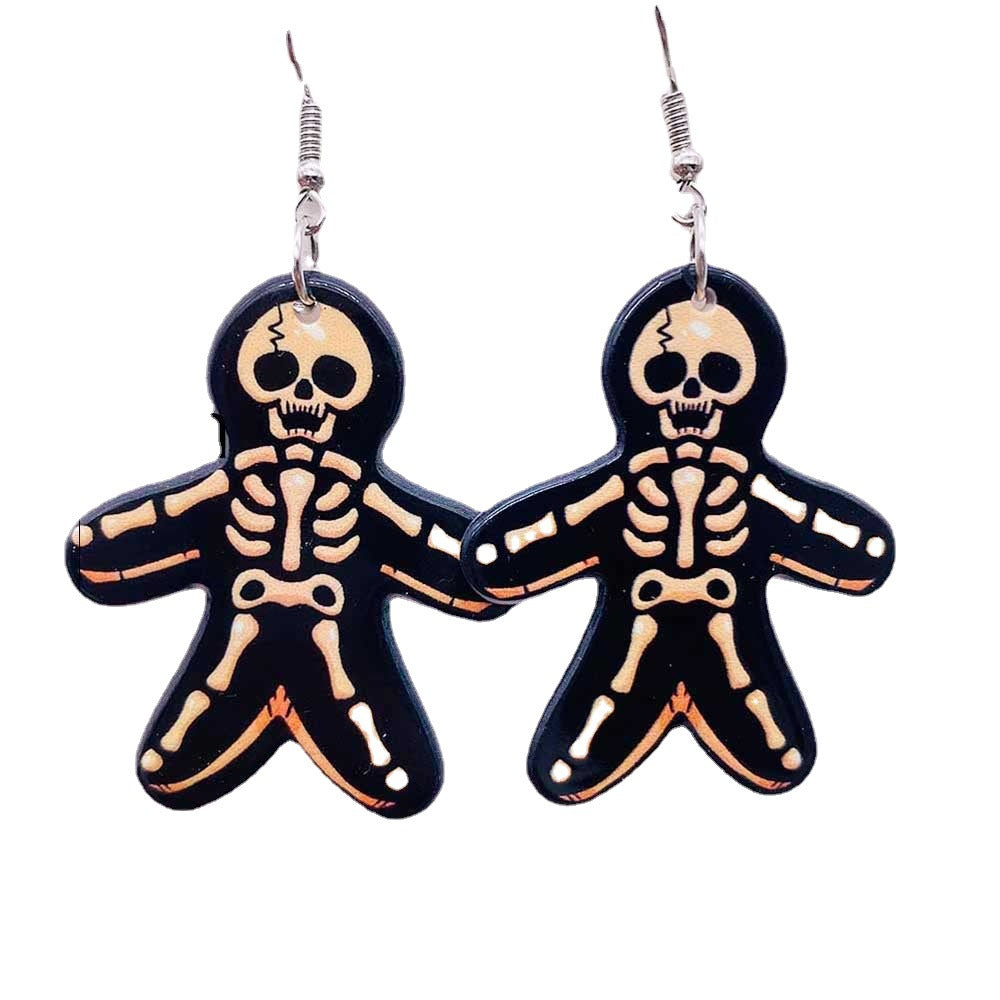 Acrylic Halloween Cookie Man Ghost Earrings (Minimo de Compra 2) MIC-ChenY019