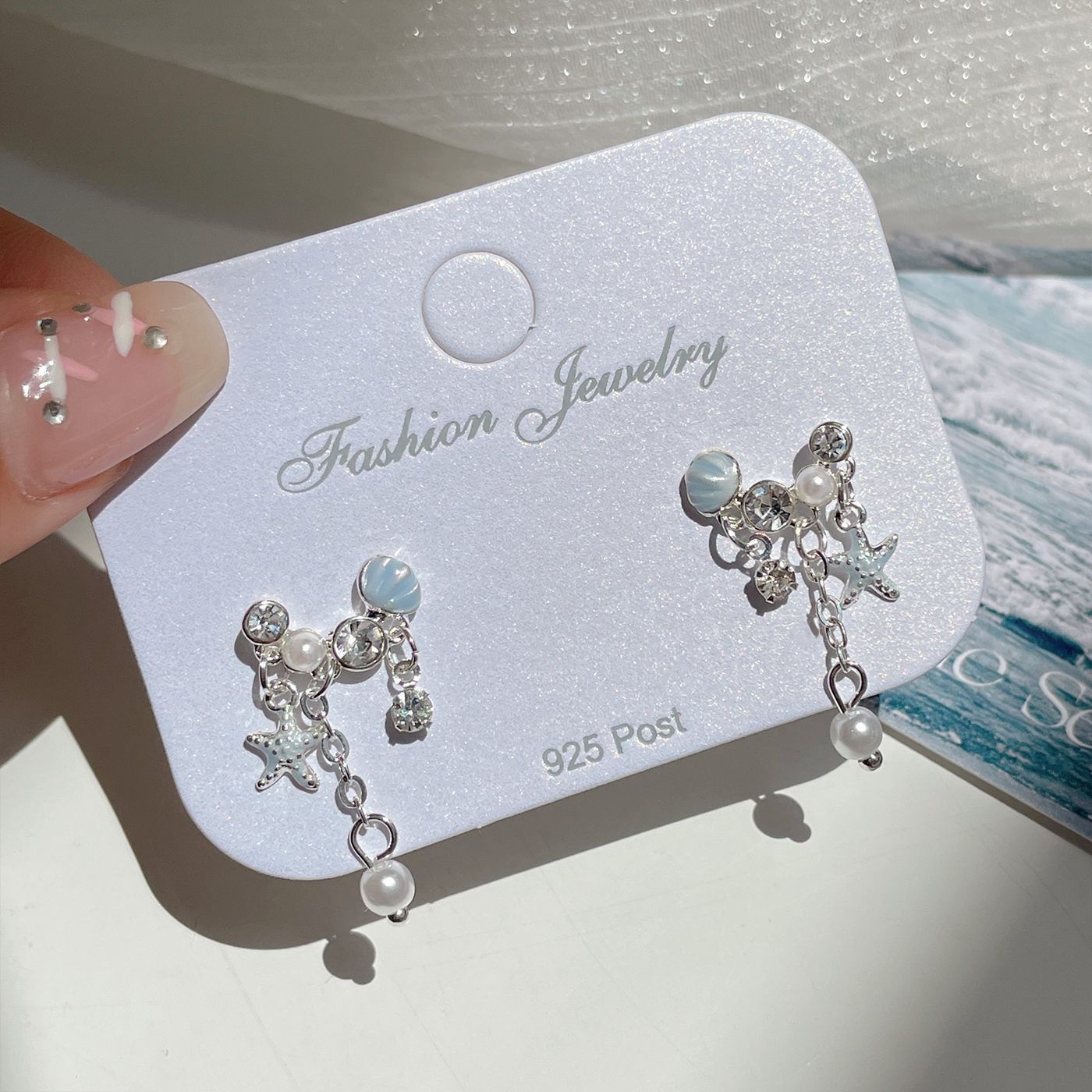 Alloy Ocean Series Blue Earrings MIC-ShuangX045