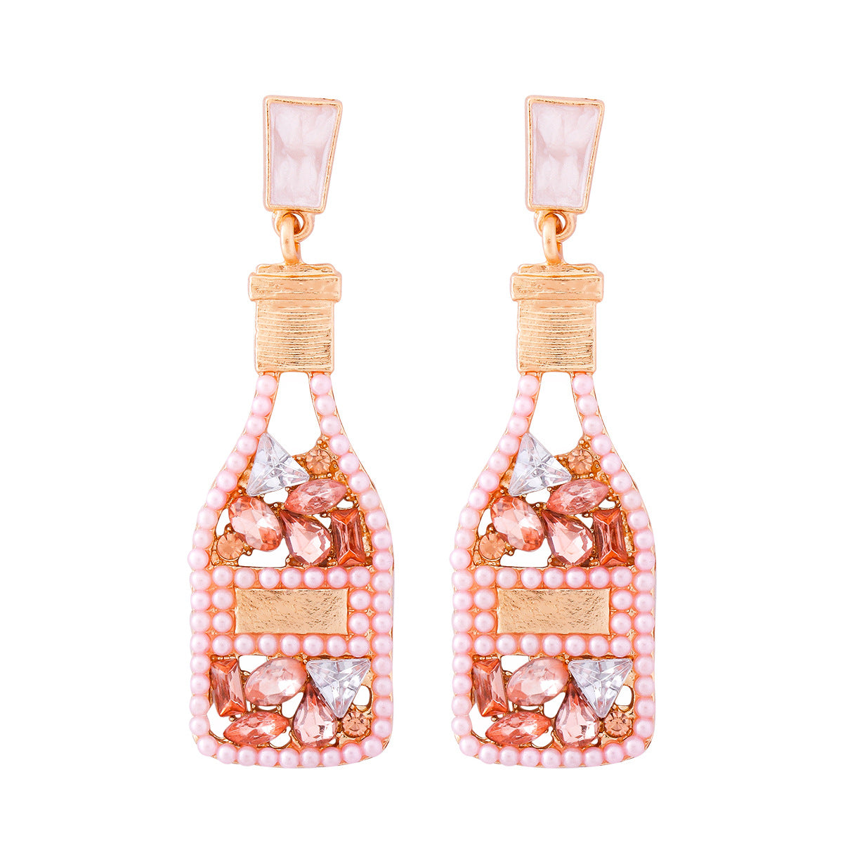 Alloy Champagne Wine Bottle Earrings MYA-JuJ031