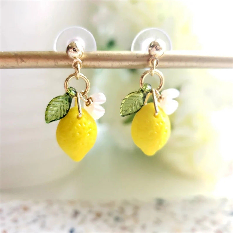 Alloy yellow lemon flower earrings (Minimo de compra 2) MIC-KuL006