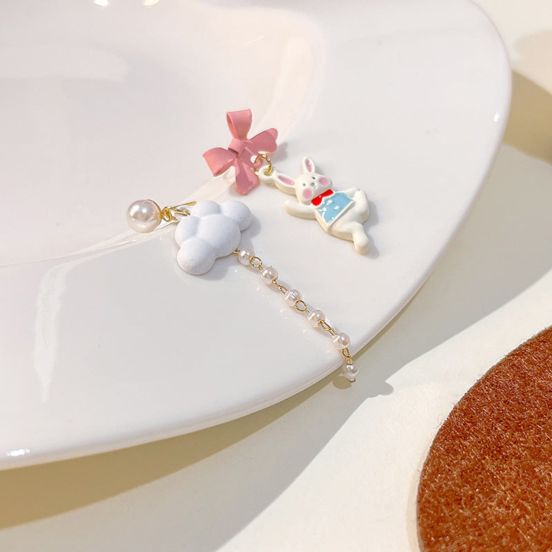 Acrylic cartoon little rabbit cloud earrings MIC-HongC025