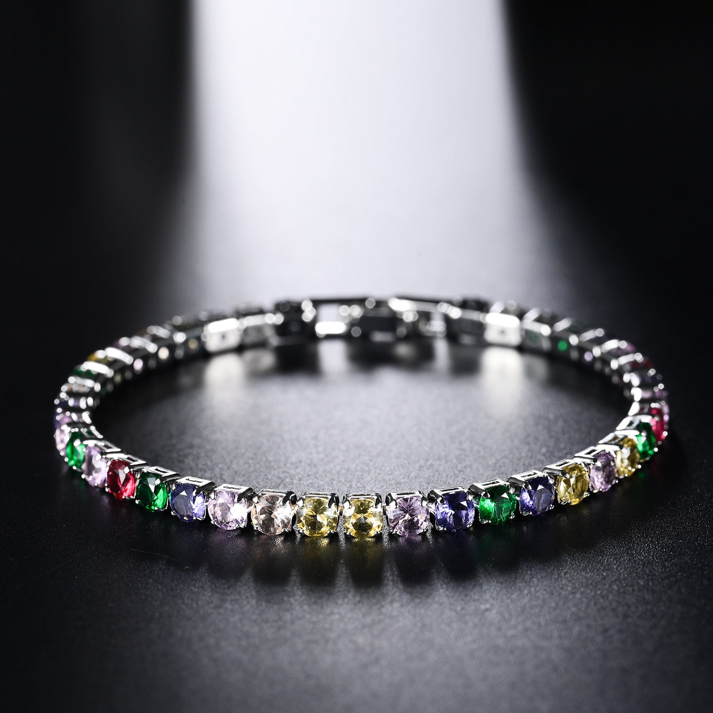 Alloy 4mm round single row full diamond bracelet (Minimo de Compra 2) MIC-LinD006