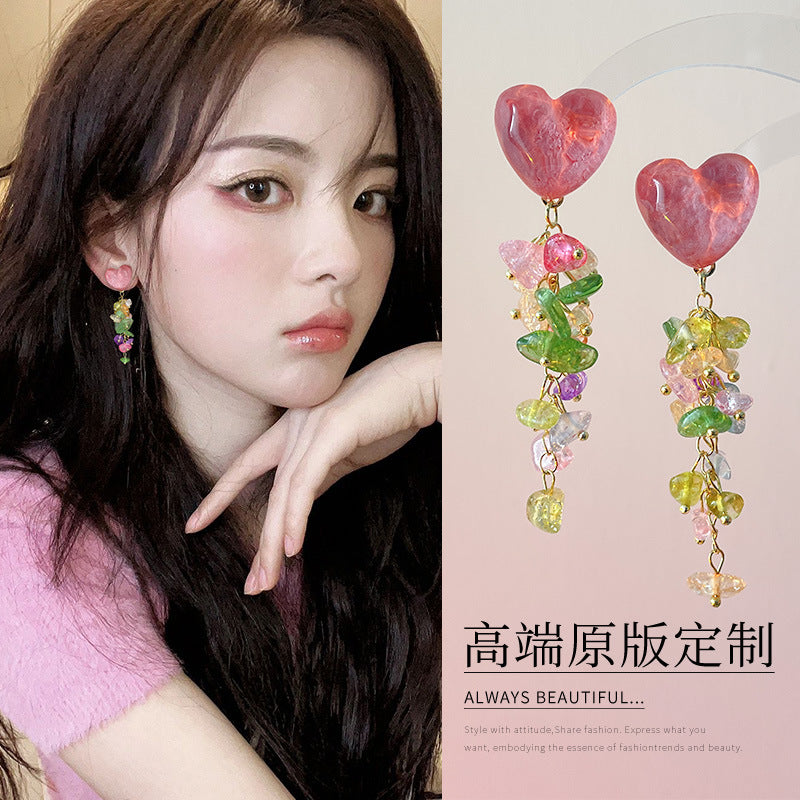 Alloy Powder Love Stone Earrings (Minimo de compra 3) MIC-GuanY001